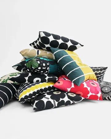 Tiiliskivi cushion cover 50x50 cm - yellow-dark green - Marimekko
