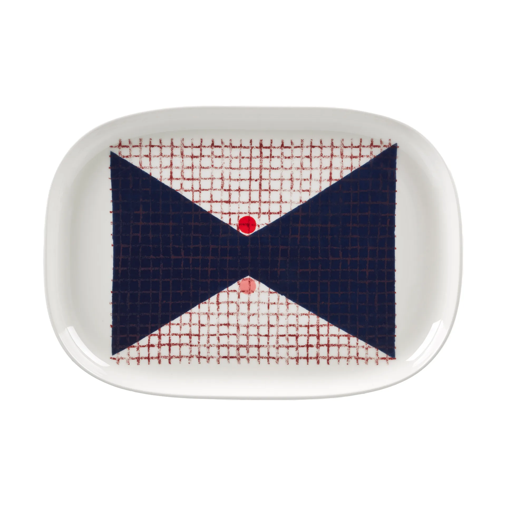 Tomina serving plate 25,5x36 cm, White-dark blue Marimekko