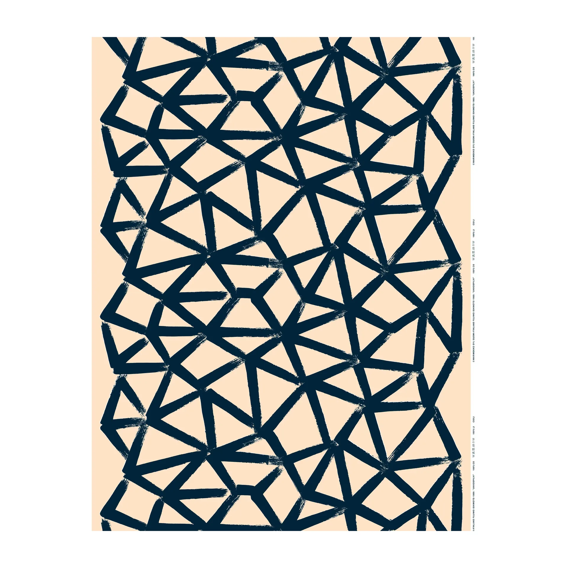 Ukkospilvi cotton fabric, Peach-dark blue Marimekko