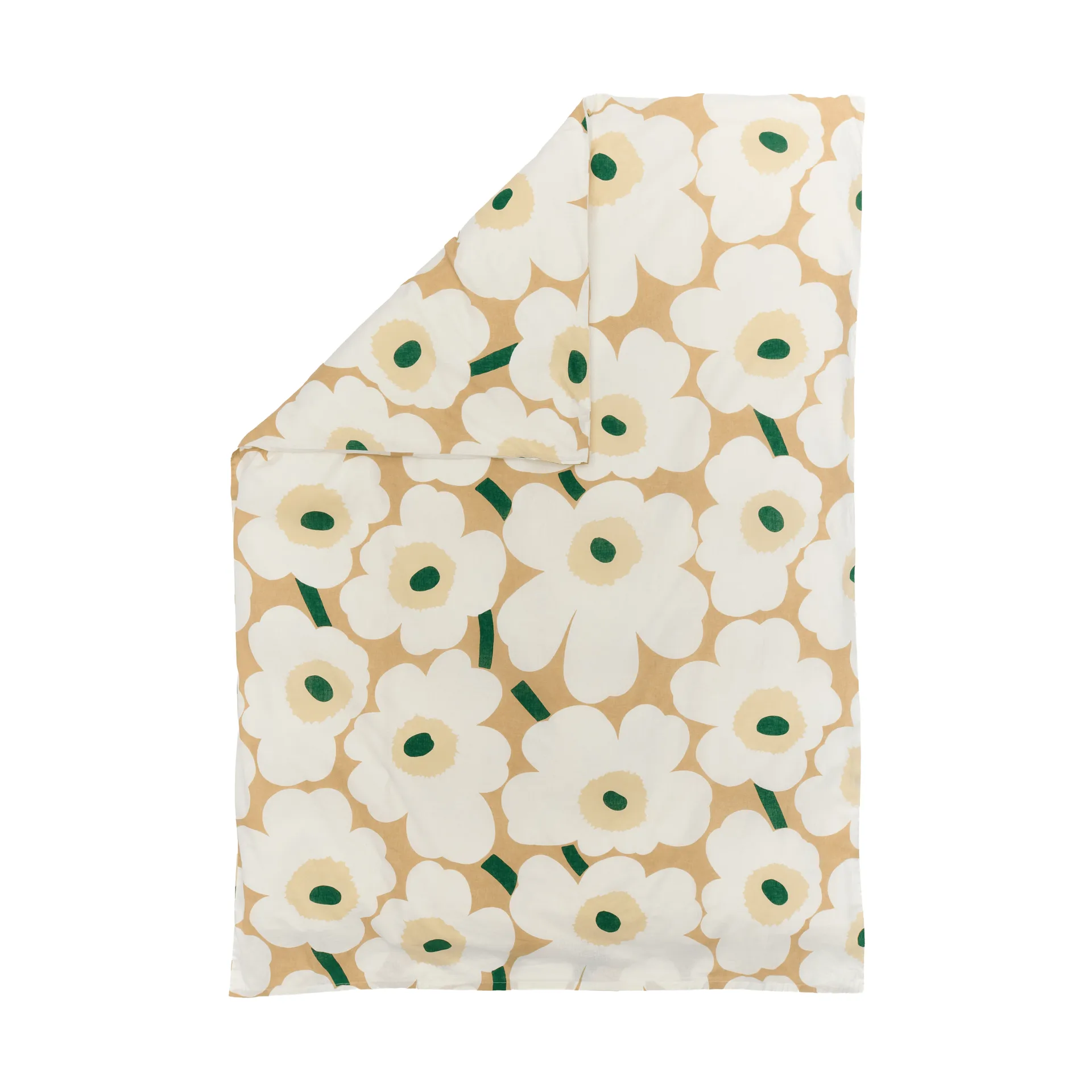 Unikko duvet cover 150x210 cm, Sand-off white-hay-emerald Marimekko