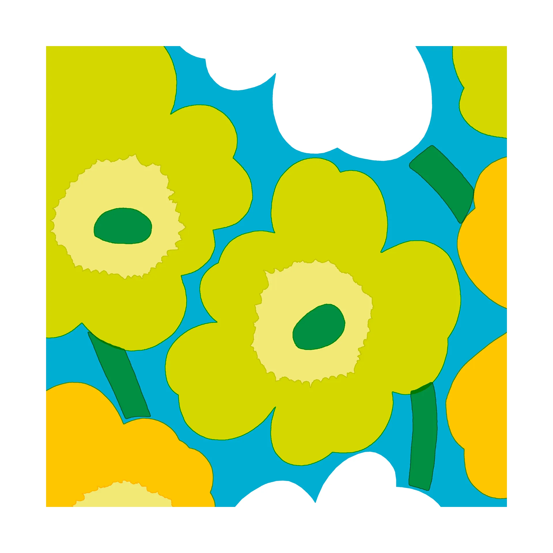 Unikko napkins 33x33 cm 20-pack, Blue-Green Marimekko