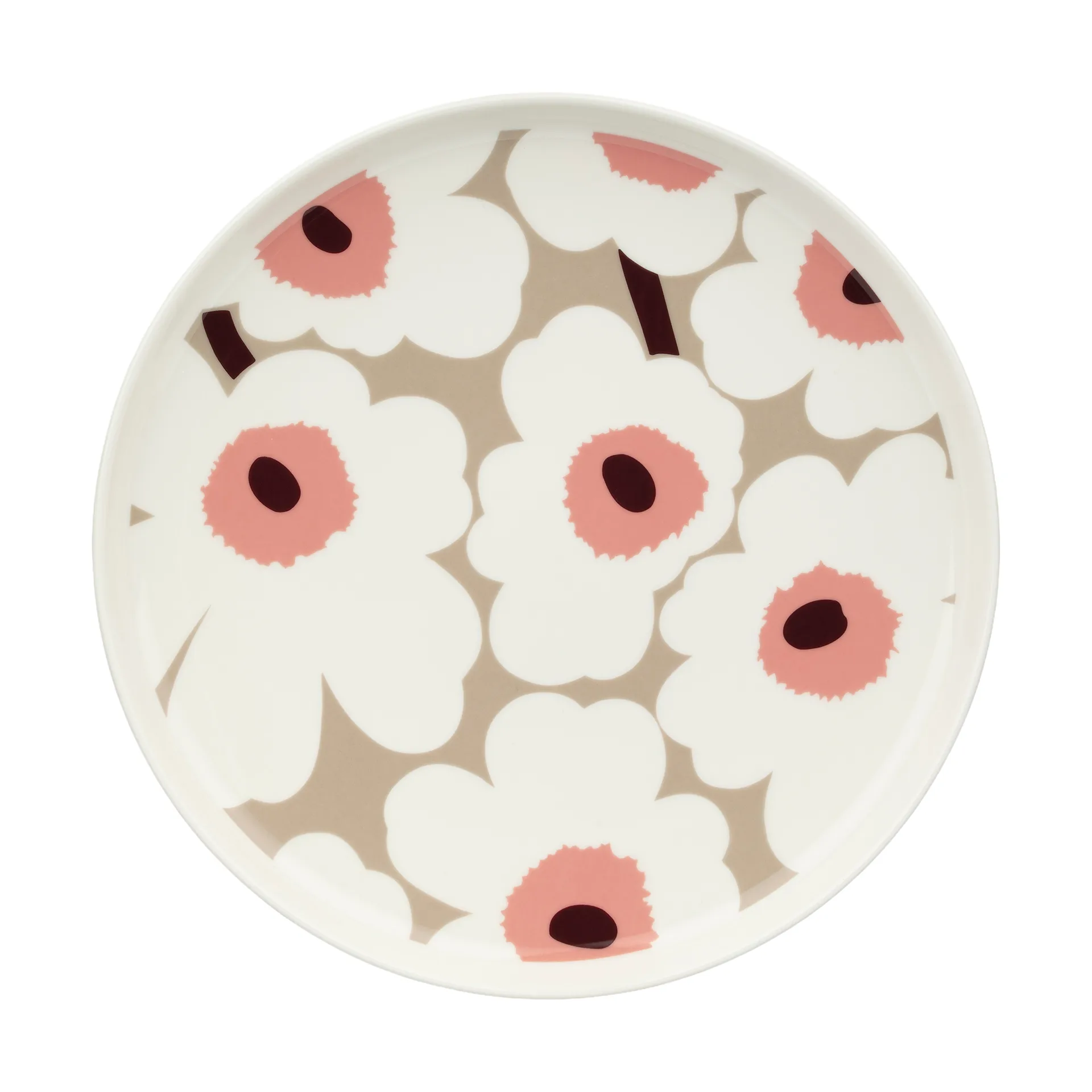 Unikko plate Ø25 cm, White-clay-powder-dark wine Marimekko
