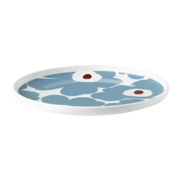 Unikko plate white-blue grey-wine red - Ø20 cm - Marimekko