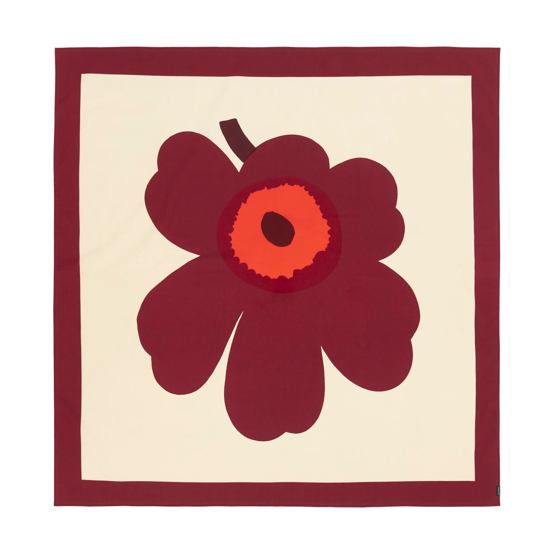 Unikko tablecloth 140x140 cm, Vanilla-burgundy-red Marimekko