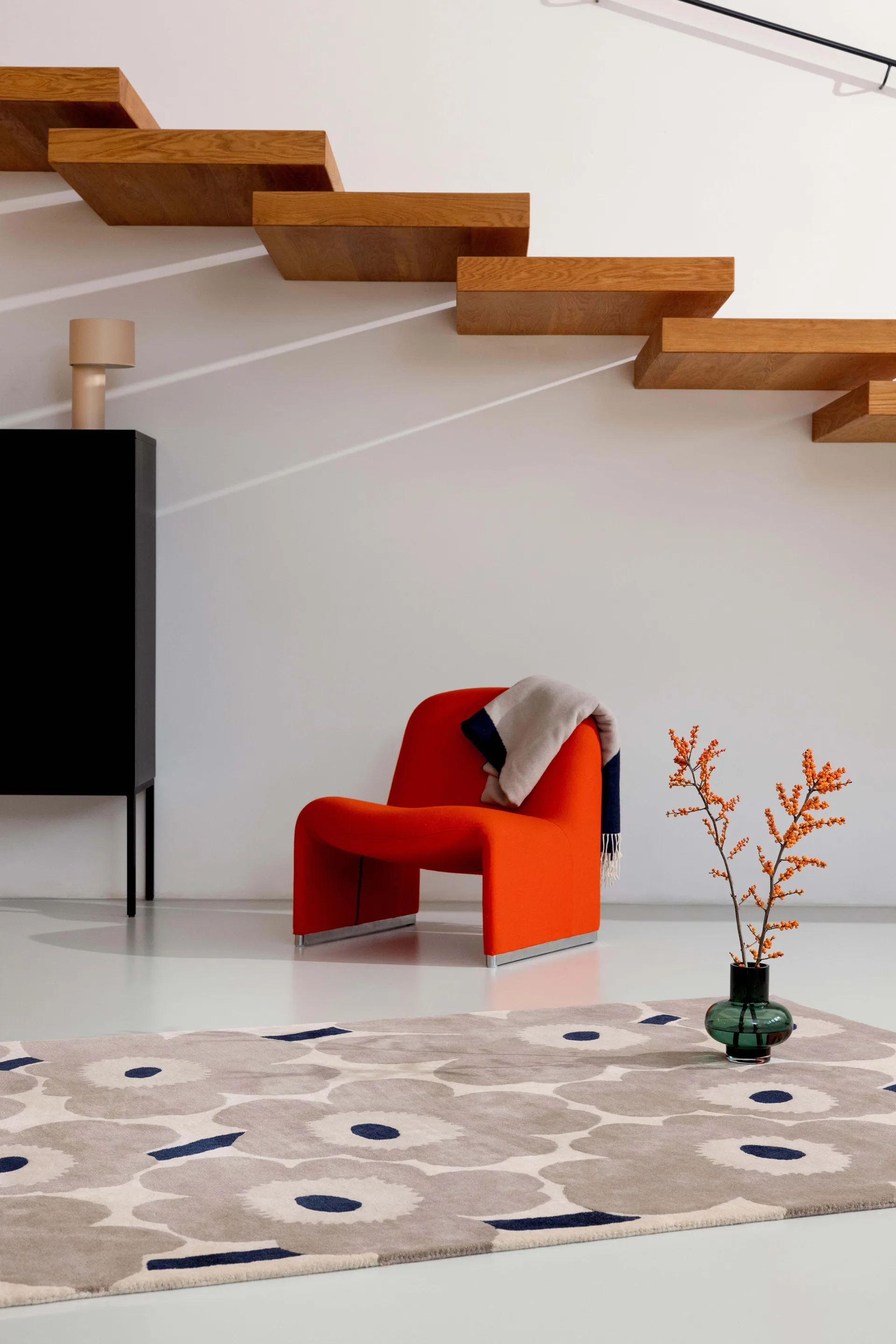 Unikko wool rug, Greige, 200x280 cm Marimekko