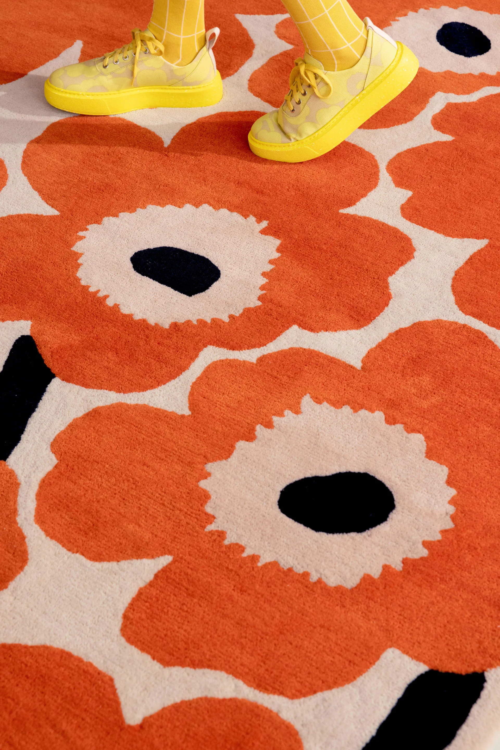 Unikko wool rug, Orange red, 170x240 cm Marimekko