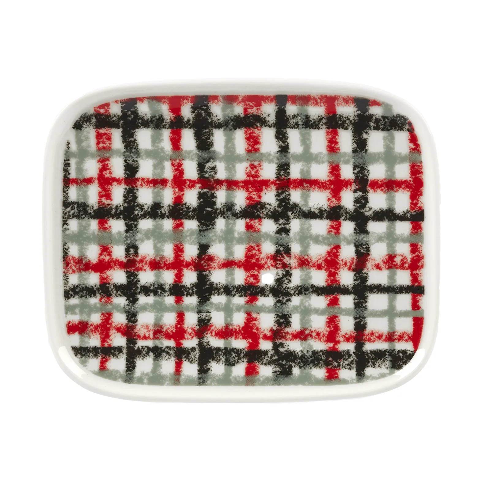 Urdimbre plate 12x15 cm, White-red-coal-sage Marimekko