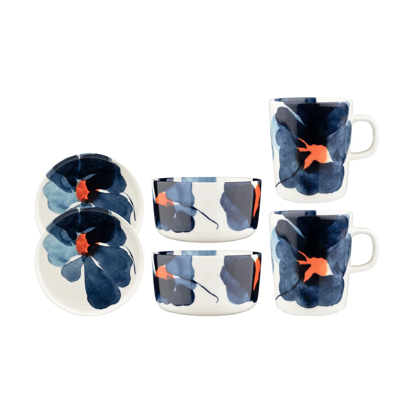 Valssi breakfast set 6 pieces, White-dark blue-orange Marimekko