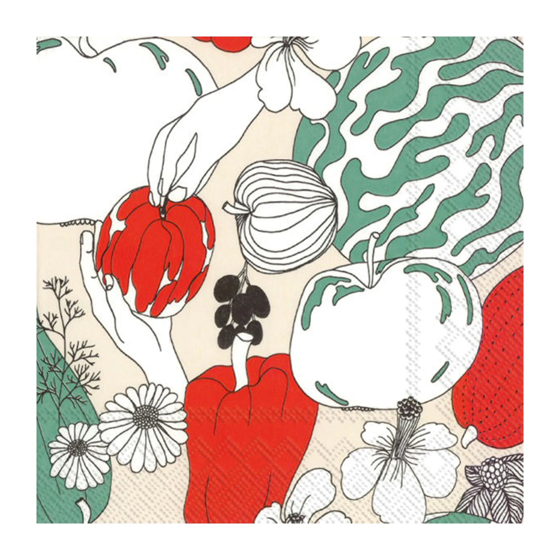 Vihannesmaa napkin 33x33 cm 20-pack, Cream Marimekko