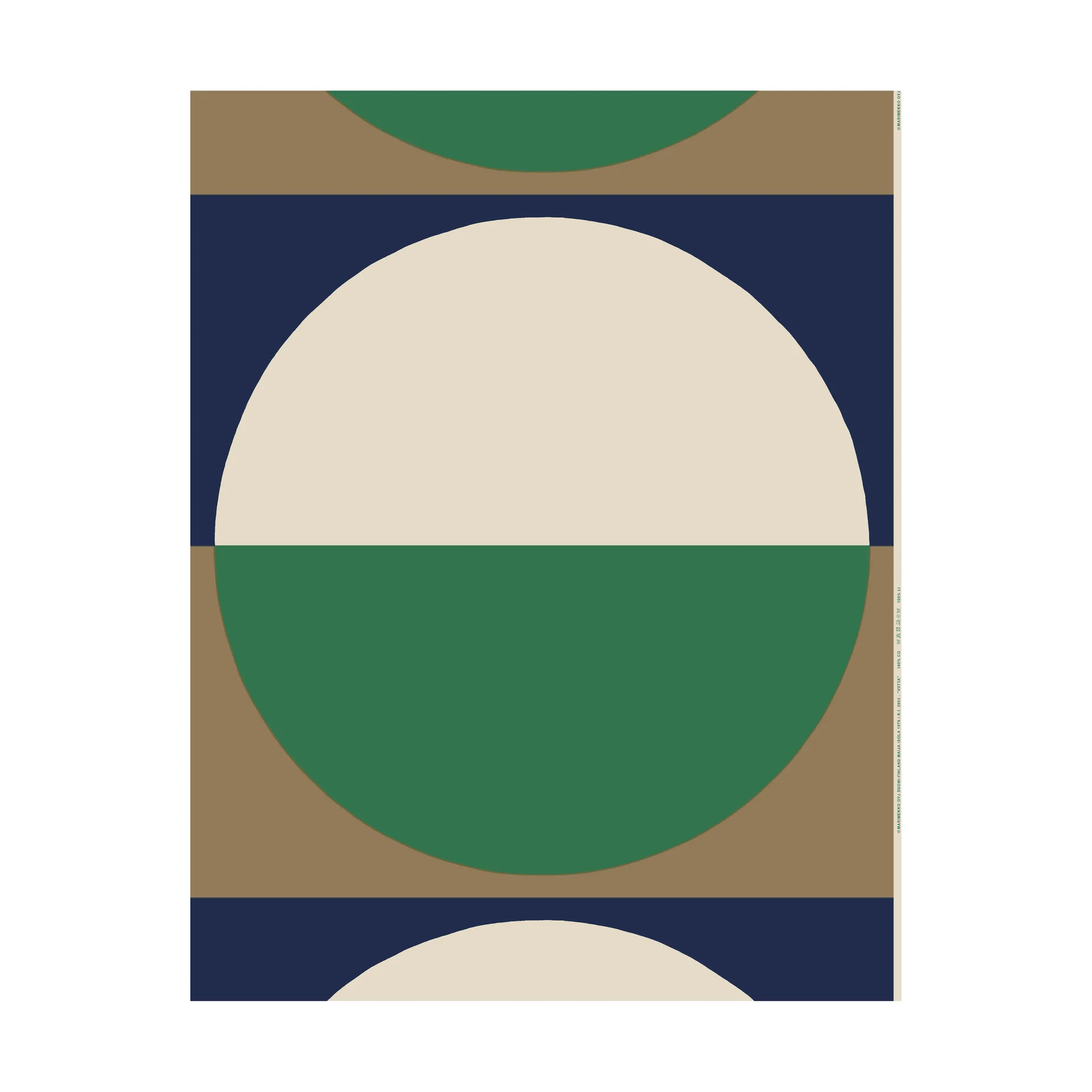 Viitta fabric cotton-linen, Green-off white-dark blue Marimekko
