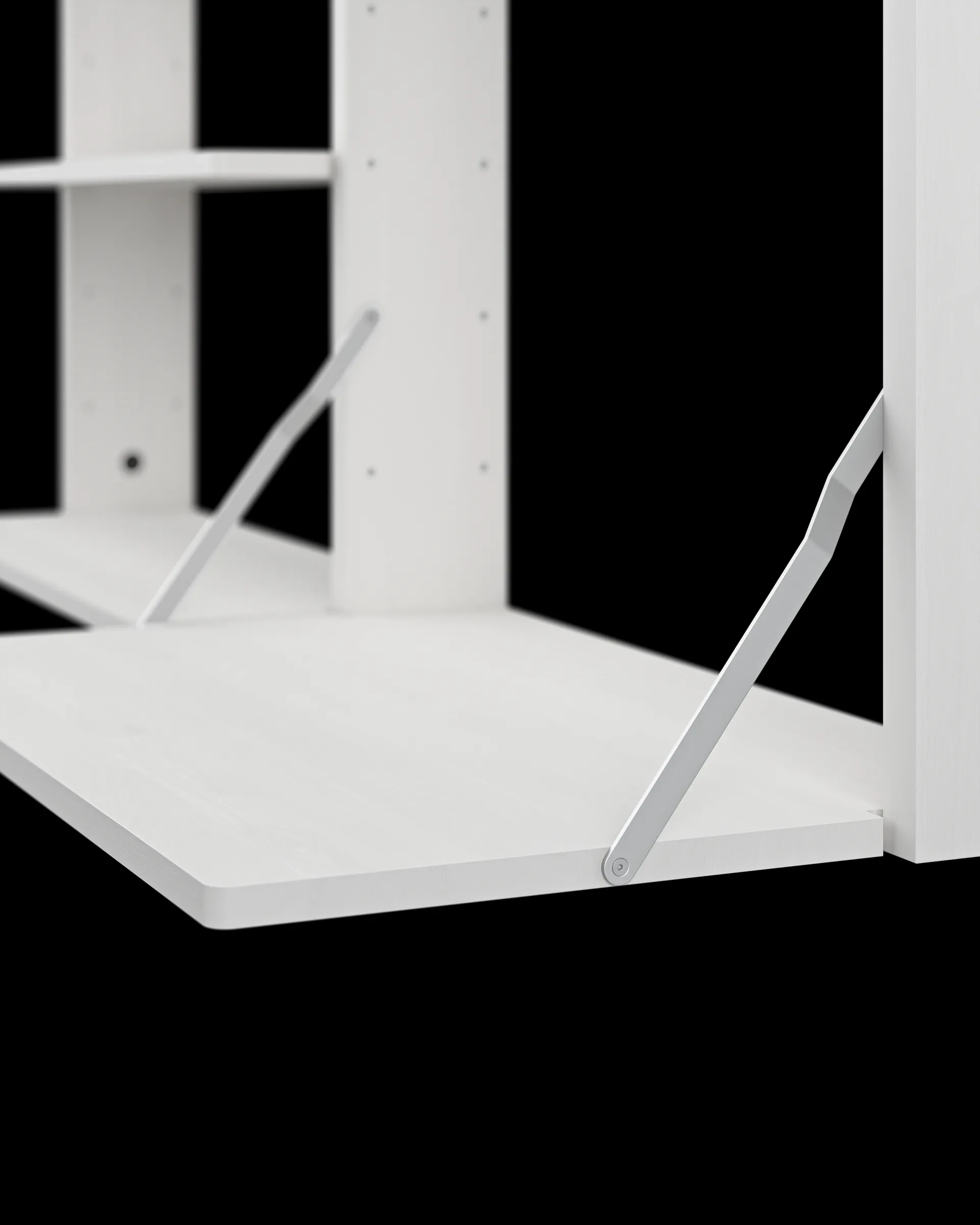 Gridlock - M1-A4-0-D shelf with writing table, White stained Ash Massproductions