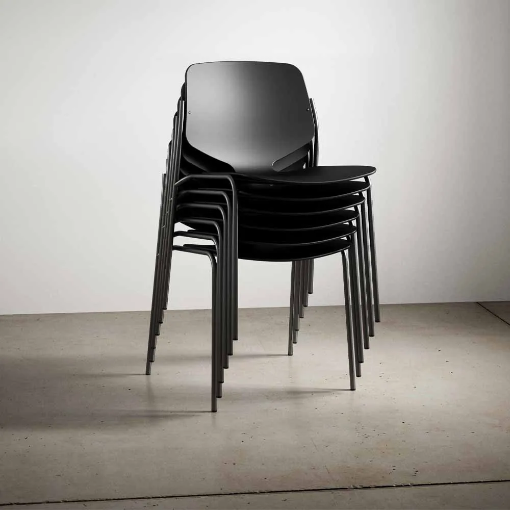 Nova Sea chair, Black. black steel stand Mater