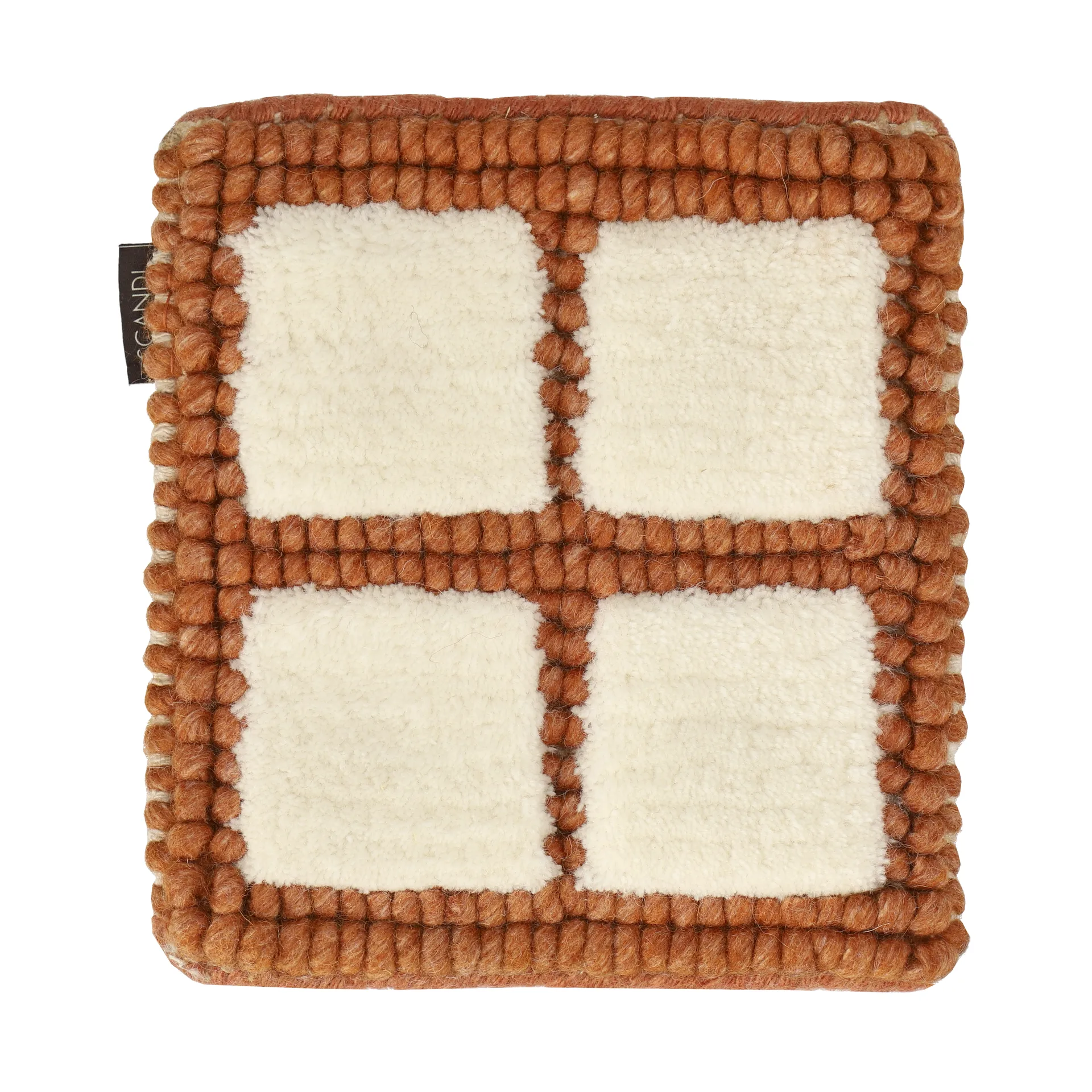 Matt sample Pasture wool rug, Natural white-rust Material Samples