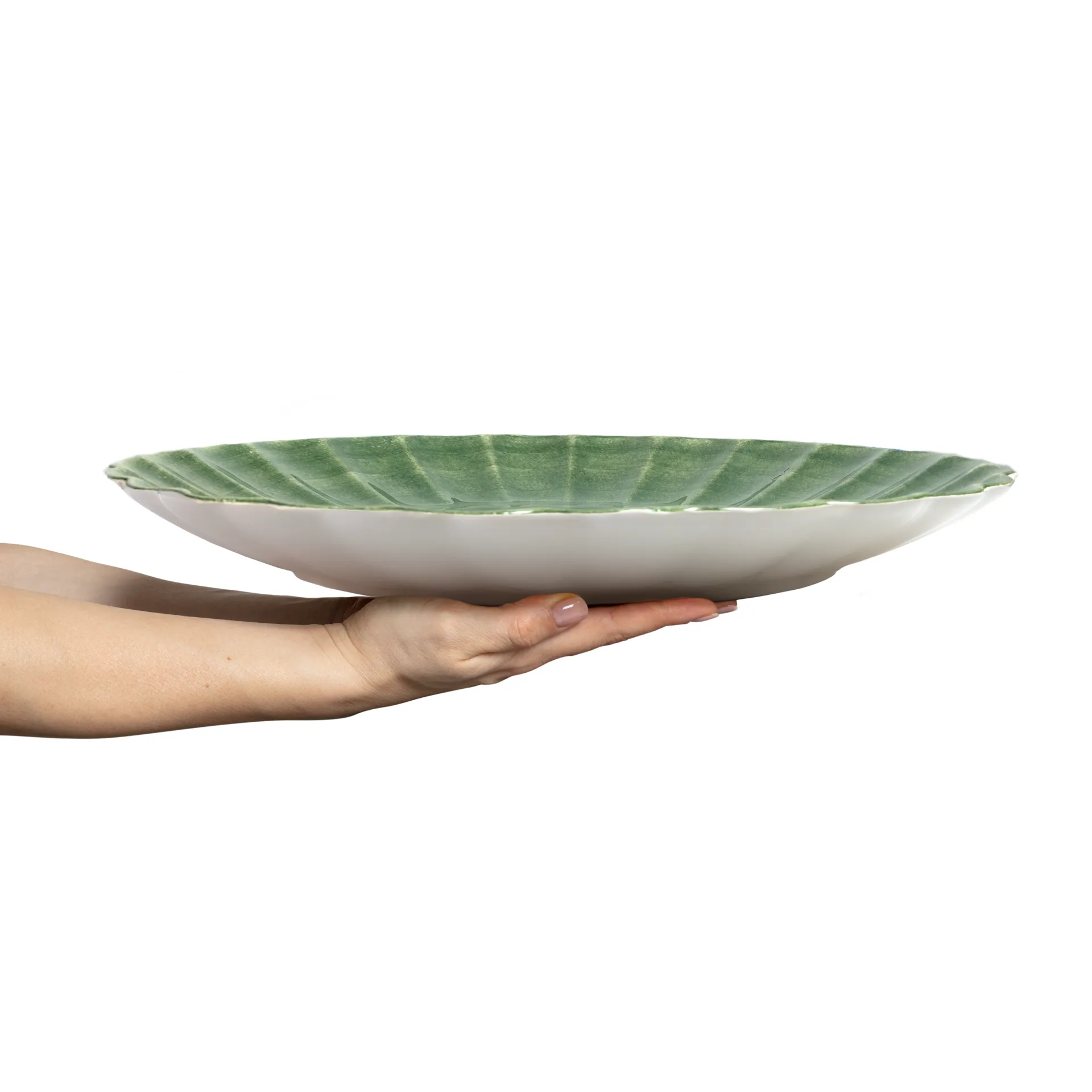 Oyster fat round 42 cm, Forest green Mateus
