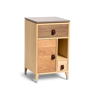 Abisko low leg bedside table - mixed woods, concrete top - Mavis
