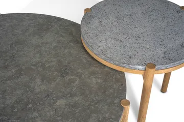 Dondo side table white pigmented oak Ø45 cm - Honed limestone - Mavis