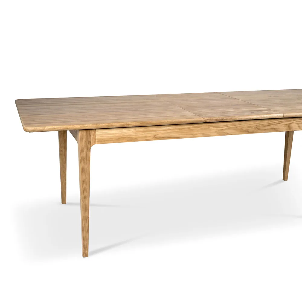 Höllviken dining table, Oak white-pigmented matte lacquer-2 insert-oak at 50 cm Mavis