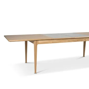 Höllviken dining table - Oak white-pigmented matte lacquer-2 insert-oak at 50 cm - Mavis