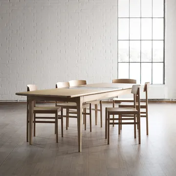 Höllviken dining table - Oak white-pigmented matte lacquer-2 insert-oak at 50 cm - Mavis