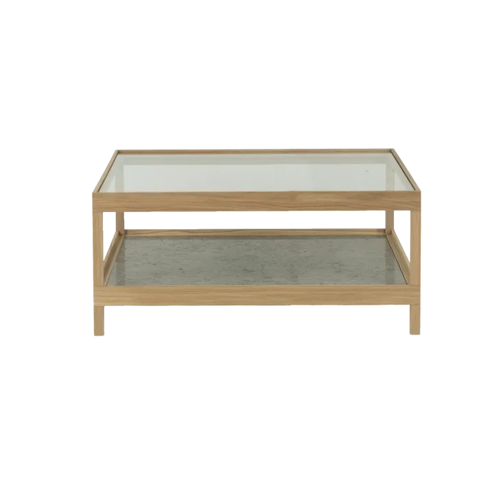 Ima coffee table 90x90 cm - White pigmented, matte lacquered oak, limestone - Mavis