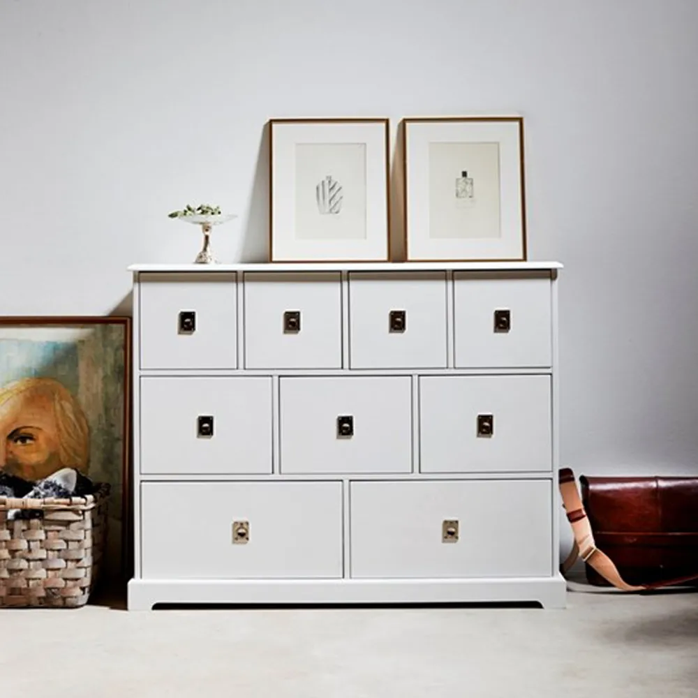 Smögen chest of drawers, white, 4 drawers, chrome Mavis