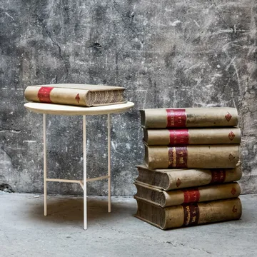 Tribeca side table - oak oil rustic, white legs, ø47 cm - Mavis