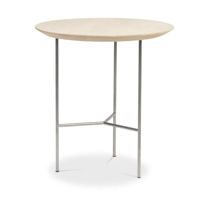 Tribeca side table - oak soap-rubbed rustic, satin chrome legs, ø47 cm - Mavis