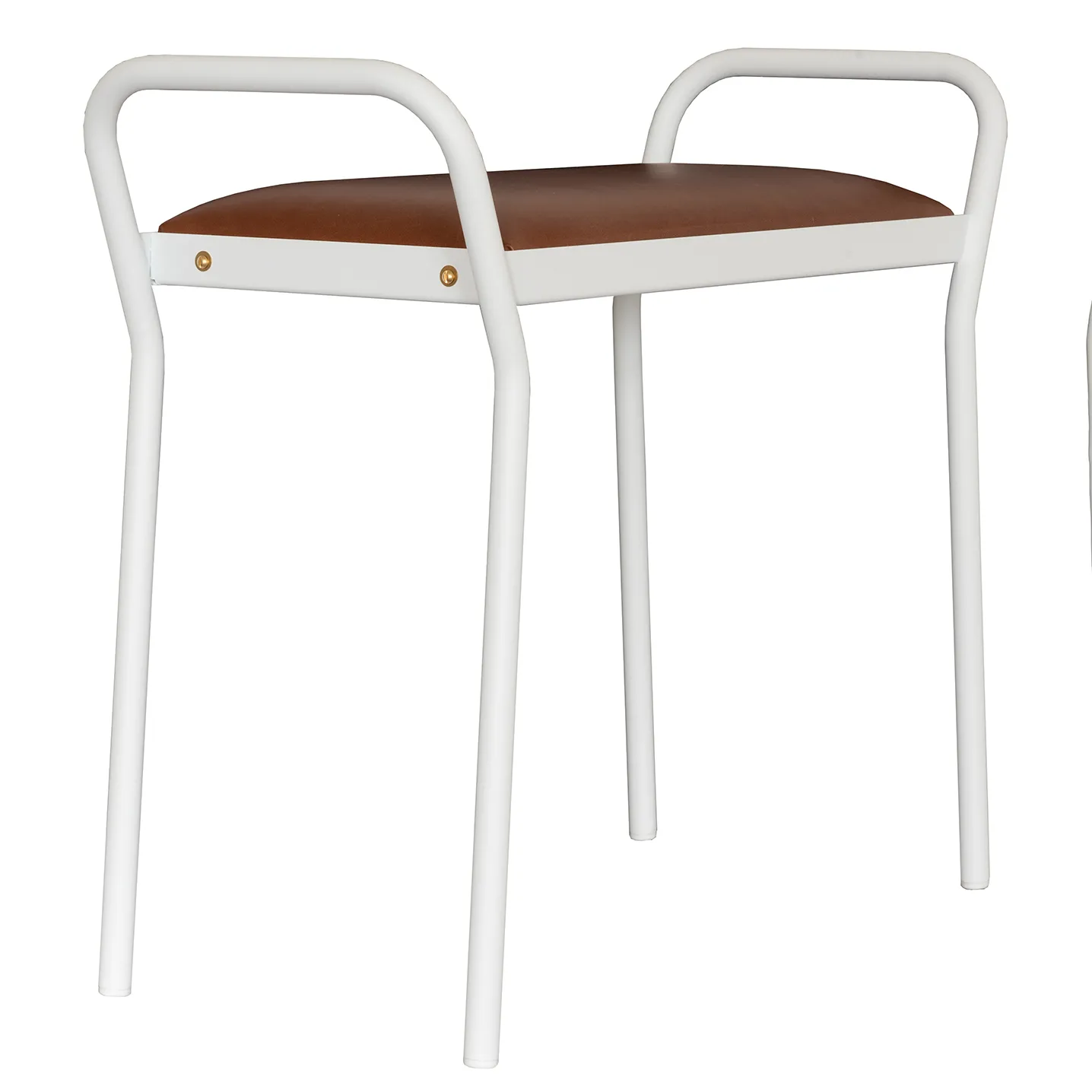 Anyone stool, White with vintage cognac leather Maze