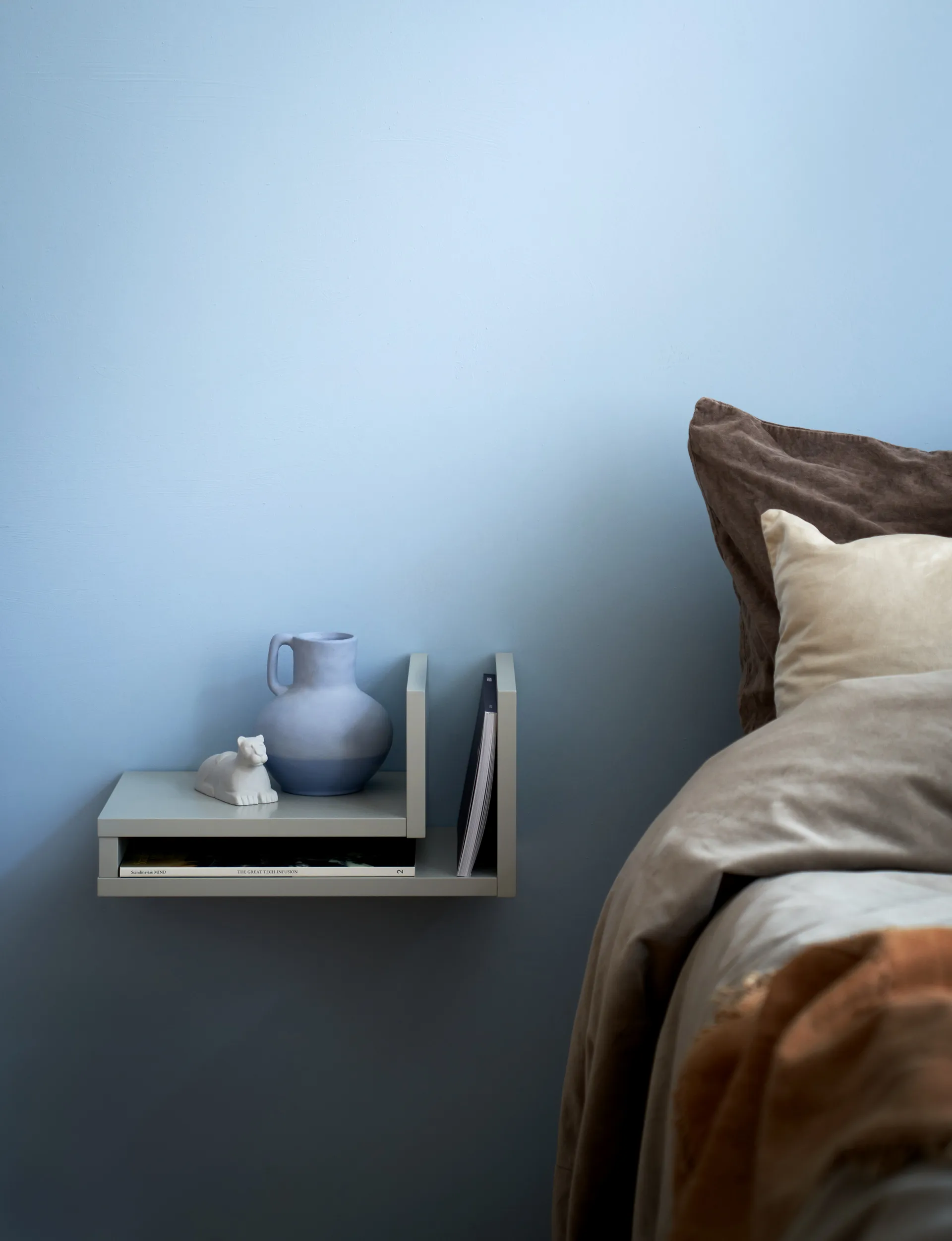 F-shelf wall shelf silk grey, Shelf to left Maze