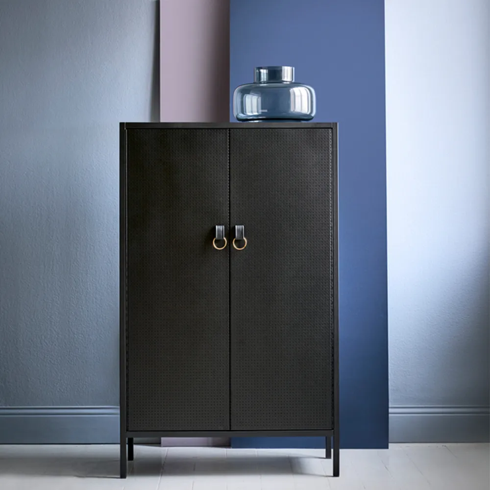 Francis cabinet, Black. black leather Maze