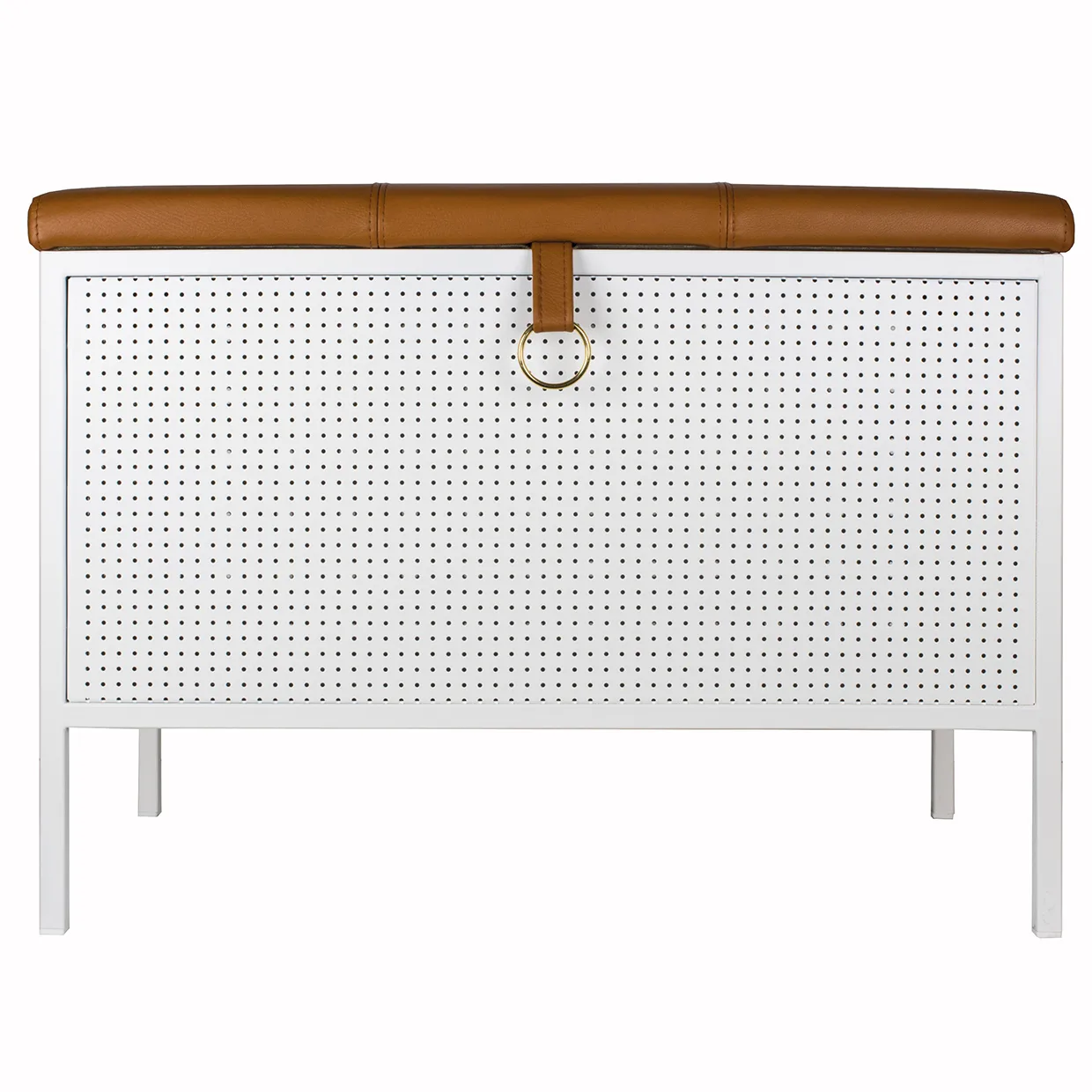 Frank storage bench, White-Cognac Maze
