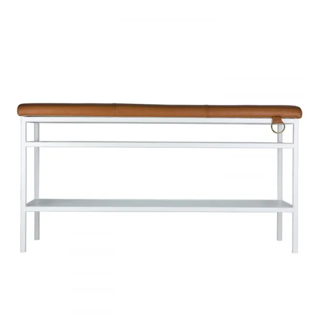 Nancy shoe shelf, White-Cognac Maze