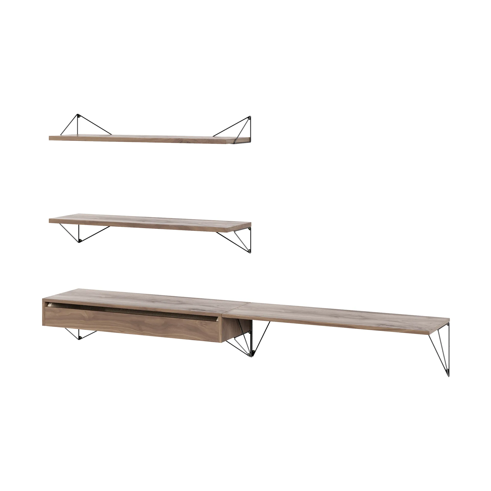 Pythagoras Bundle D shelving system walnut-black,  Maze