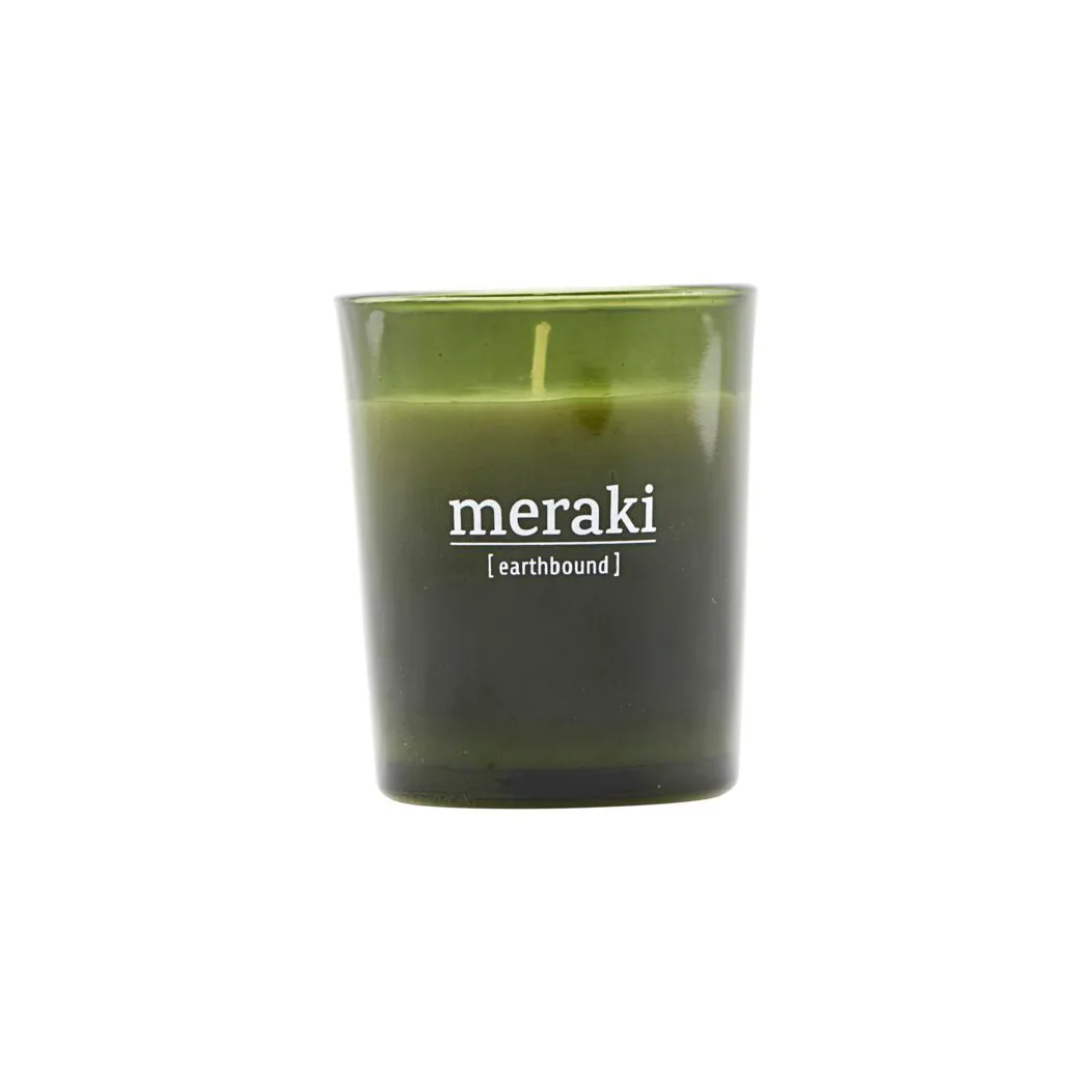 Meraki scented candle green glass 12 hours, earthbound Meraki