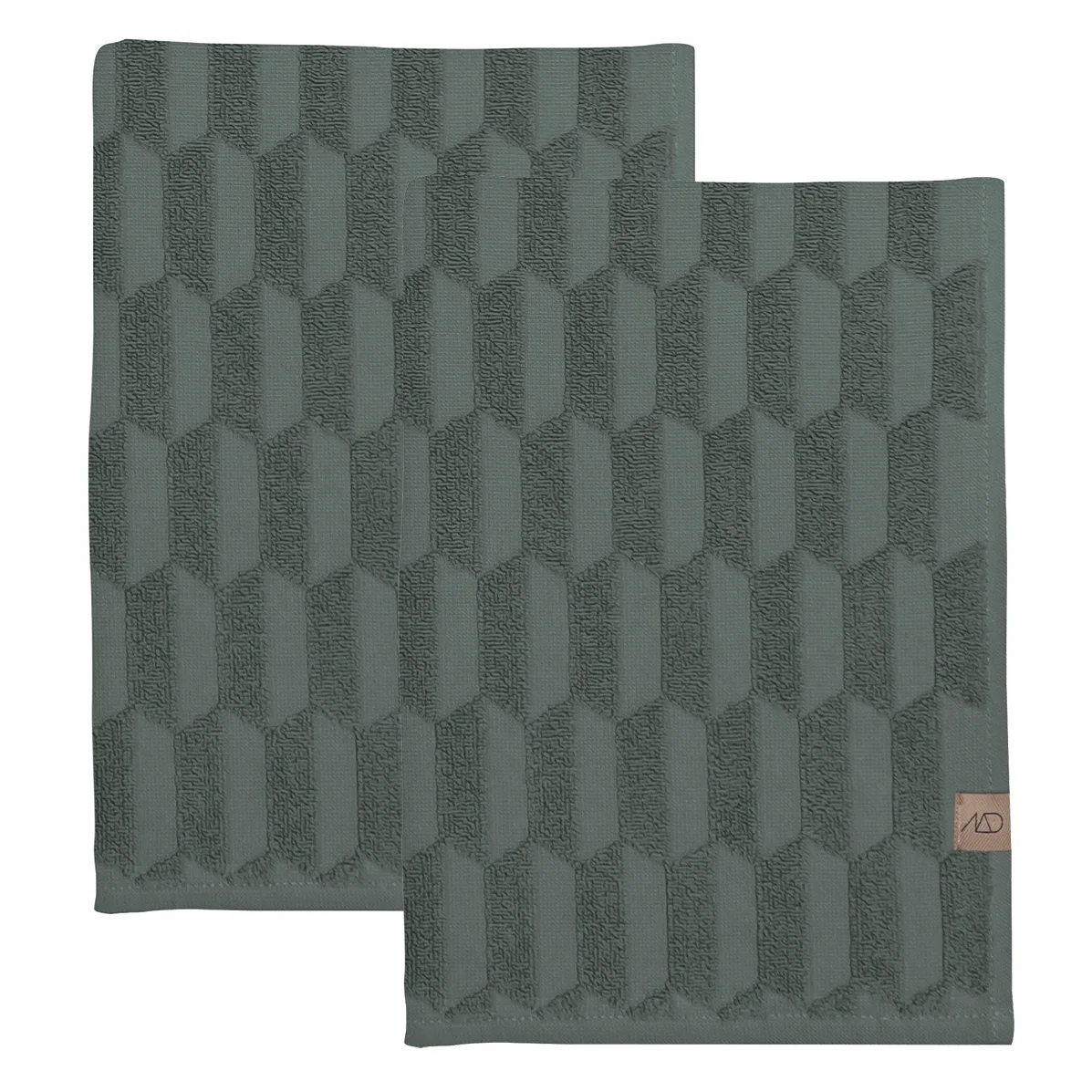 Geo guest towel 2-pack, Pine green Mette Ditmer