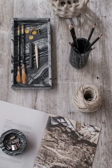 Marble decorative tray 16x31 cm - Black-Grey - Mette Ditmer
