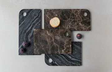 Marble serving tray large 18x38 cm - Black-grey - Mette Ditmer