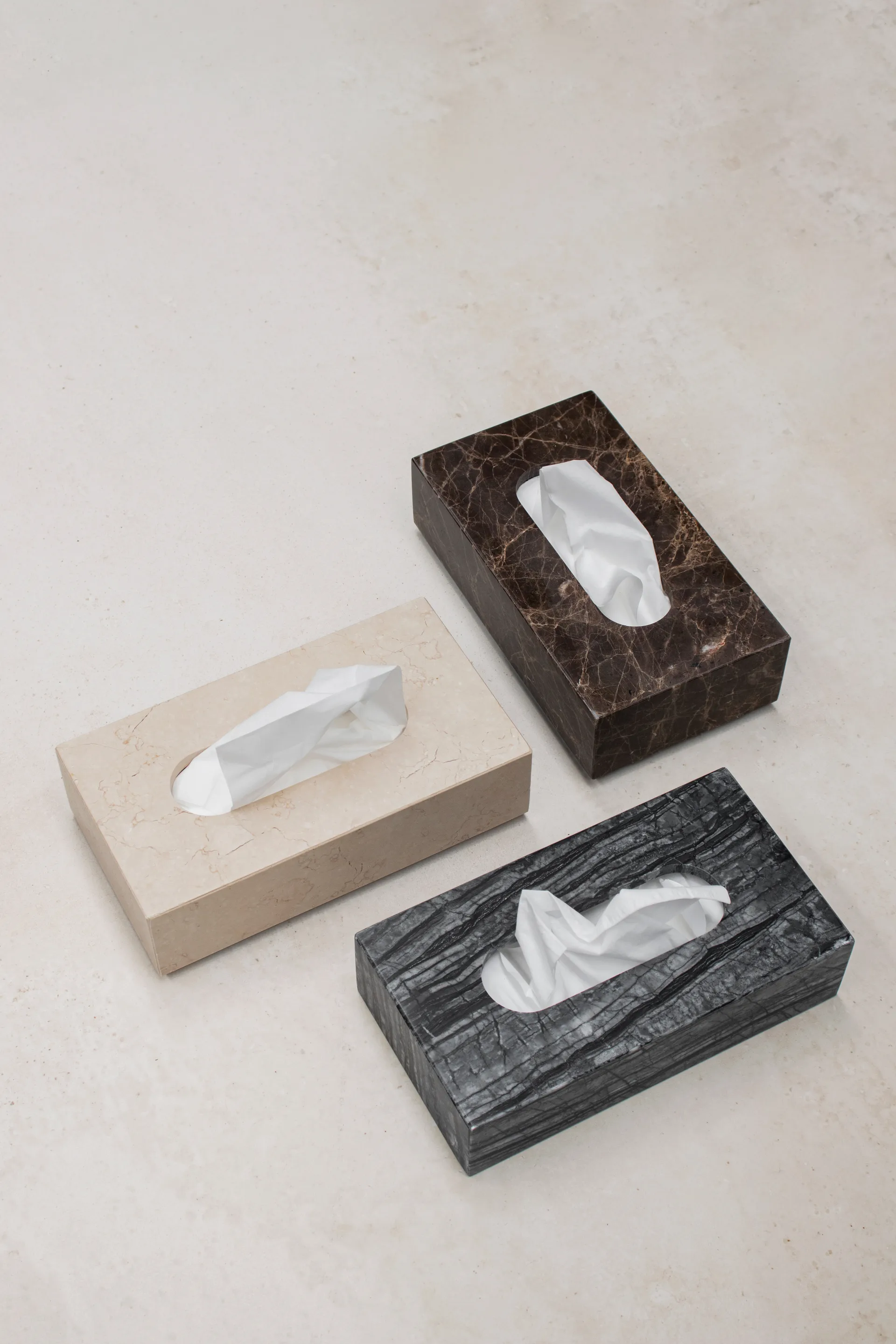 Marble tissue box 14x25.5 cm, Black-Grey Mette Ditmer