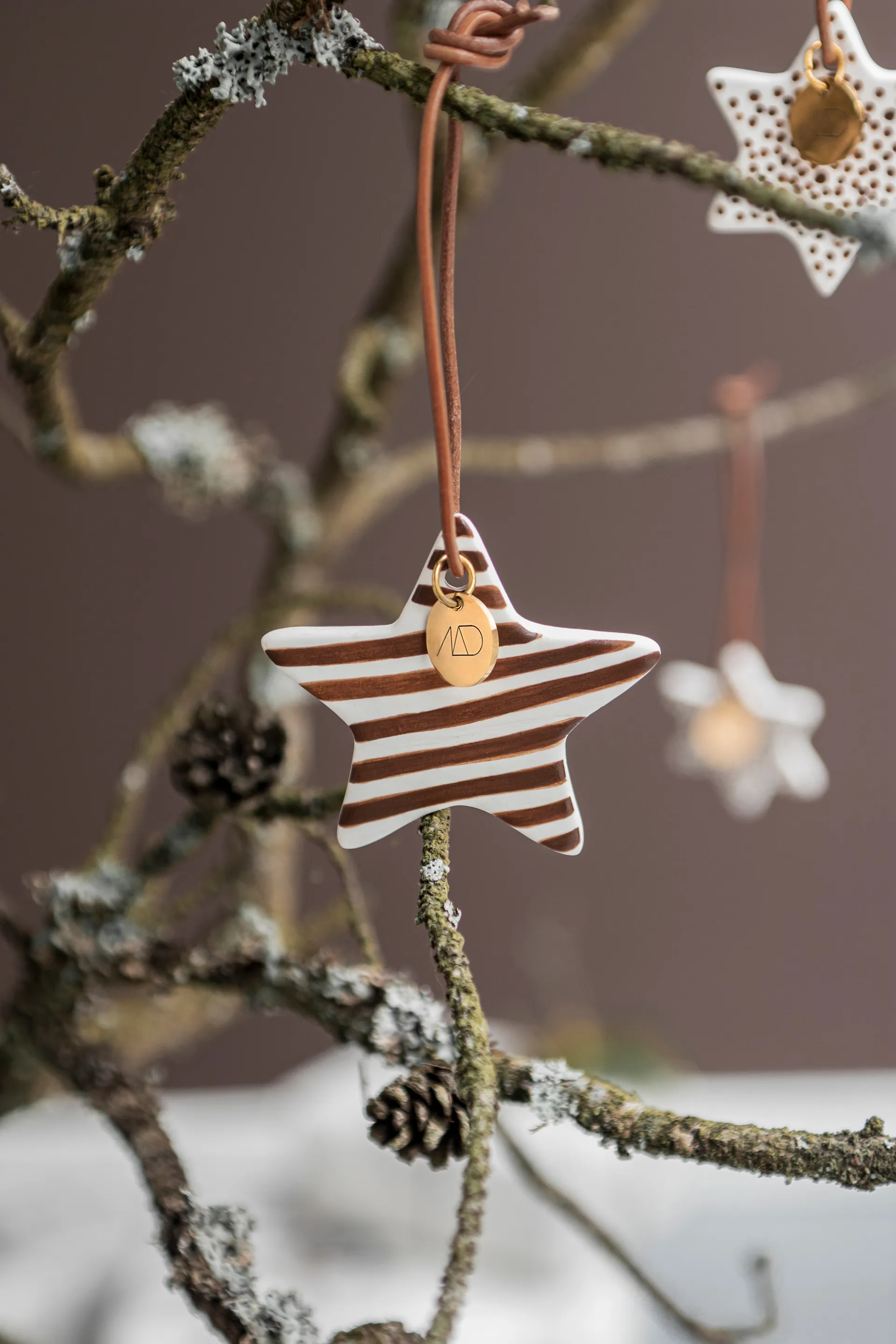 Star Christmas decoration 3 pieces, Walnut Mette Ditmer