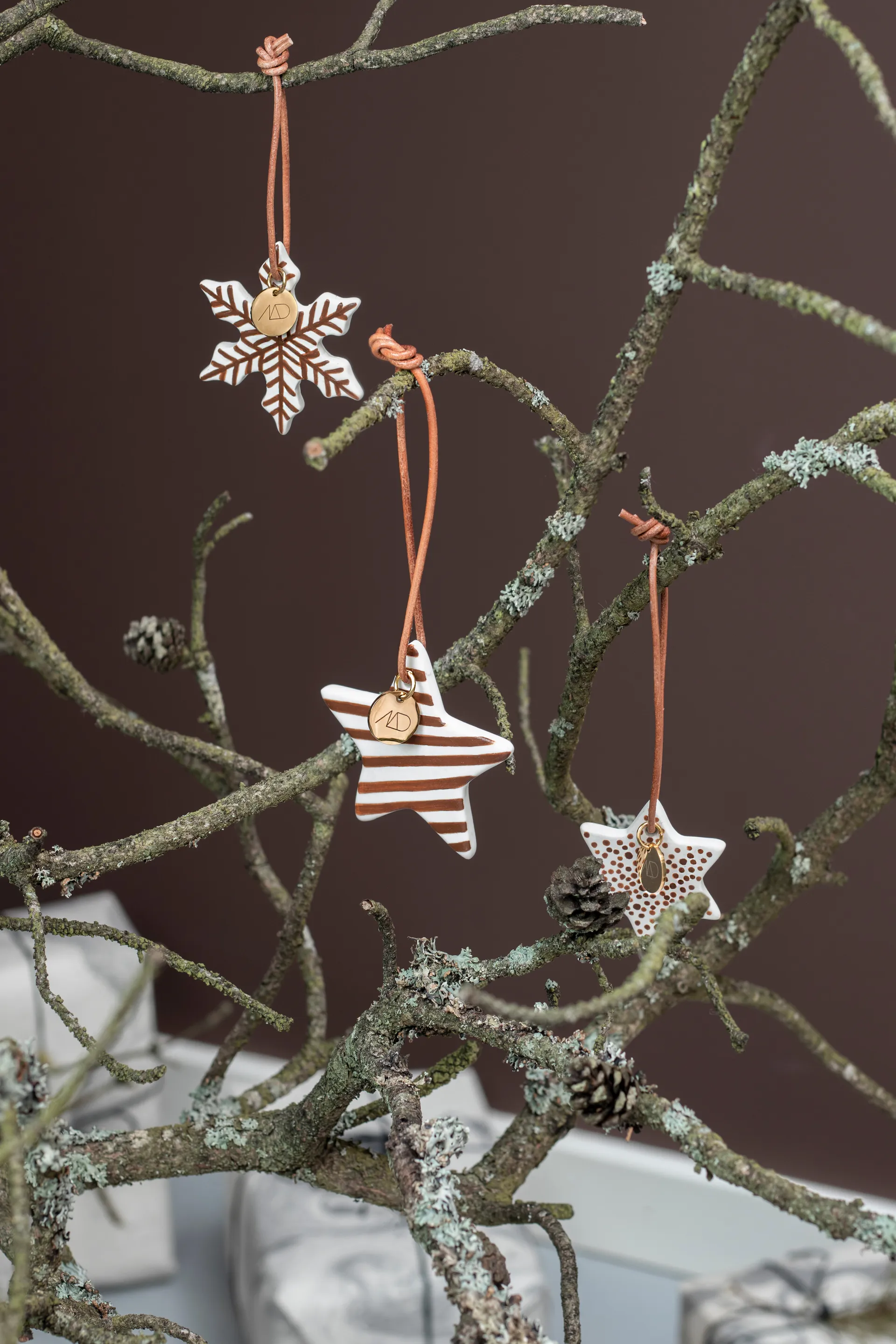 Star Christmas decoration 3 pieces, Walnut Mette Ditmer