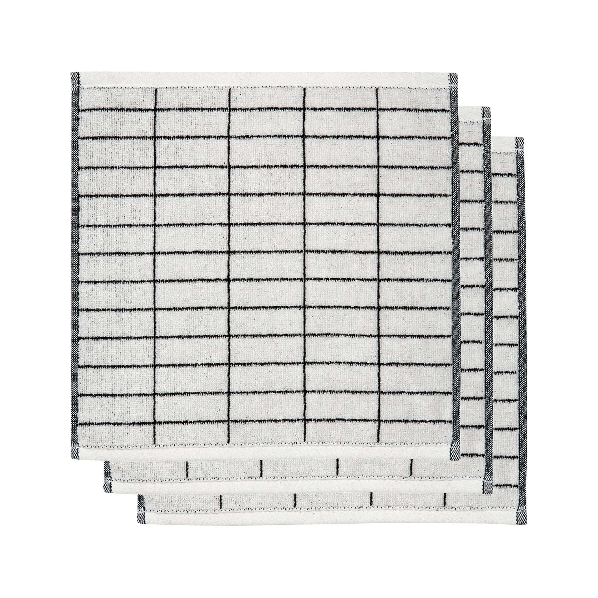 Tile stone towel 31x31 cm 3-pack, Black-off white Mette Ditmer