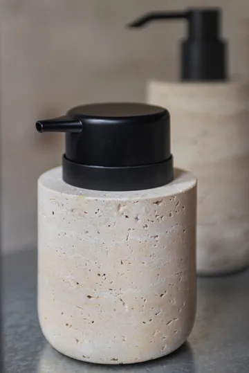 Travertine soap pump 12.5 cm - Linen - Mette Ditmer