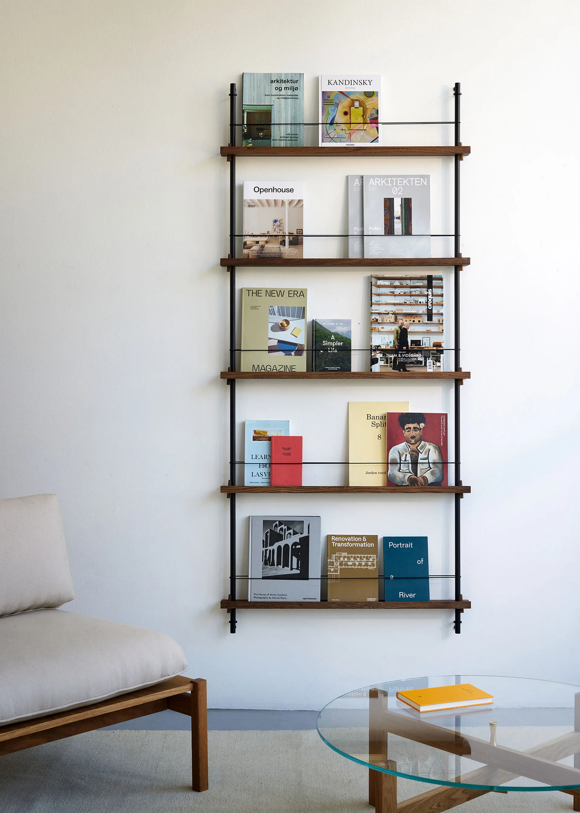 Magazine Shelving magazine rack, Smoked oak-warm grey, 85x115x7 cm, MS.115.1 MOEBE