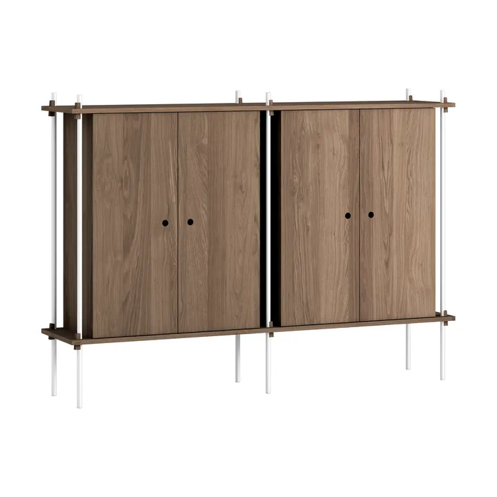 Shelving System Cabinet - Smoked oak-white, 163x115x35 cm S.115.2.E - MOEBE