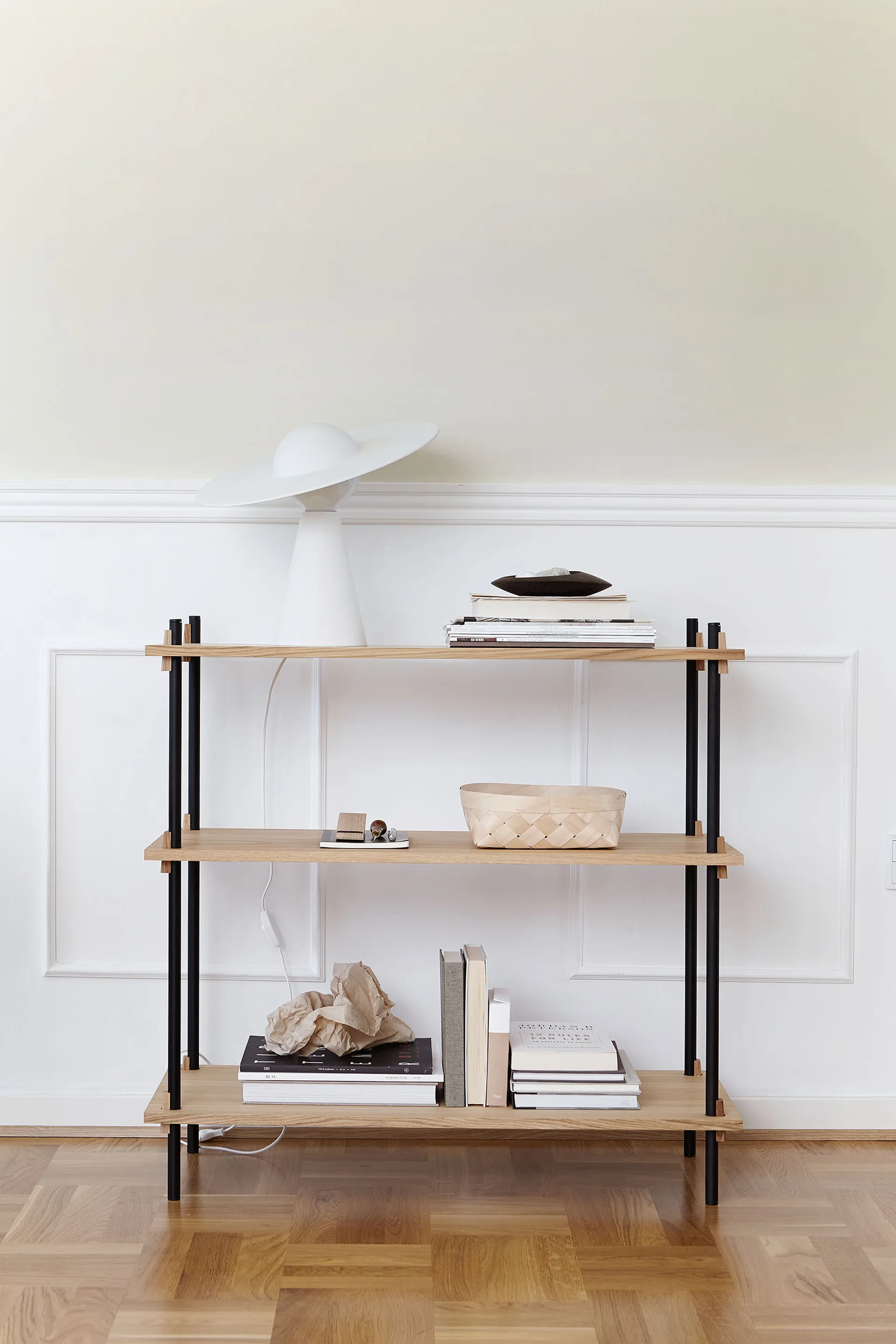 Shelving System classic shelf, Smoked oak-white, 86x85x35 cm, S.85.1.A MOEBE