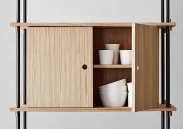 Shelving System shelf with cabinet - Smoked oak-warm grey, 163x85x35 cm, S.85.2.C - MOEBE