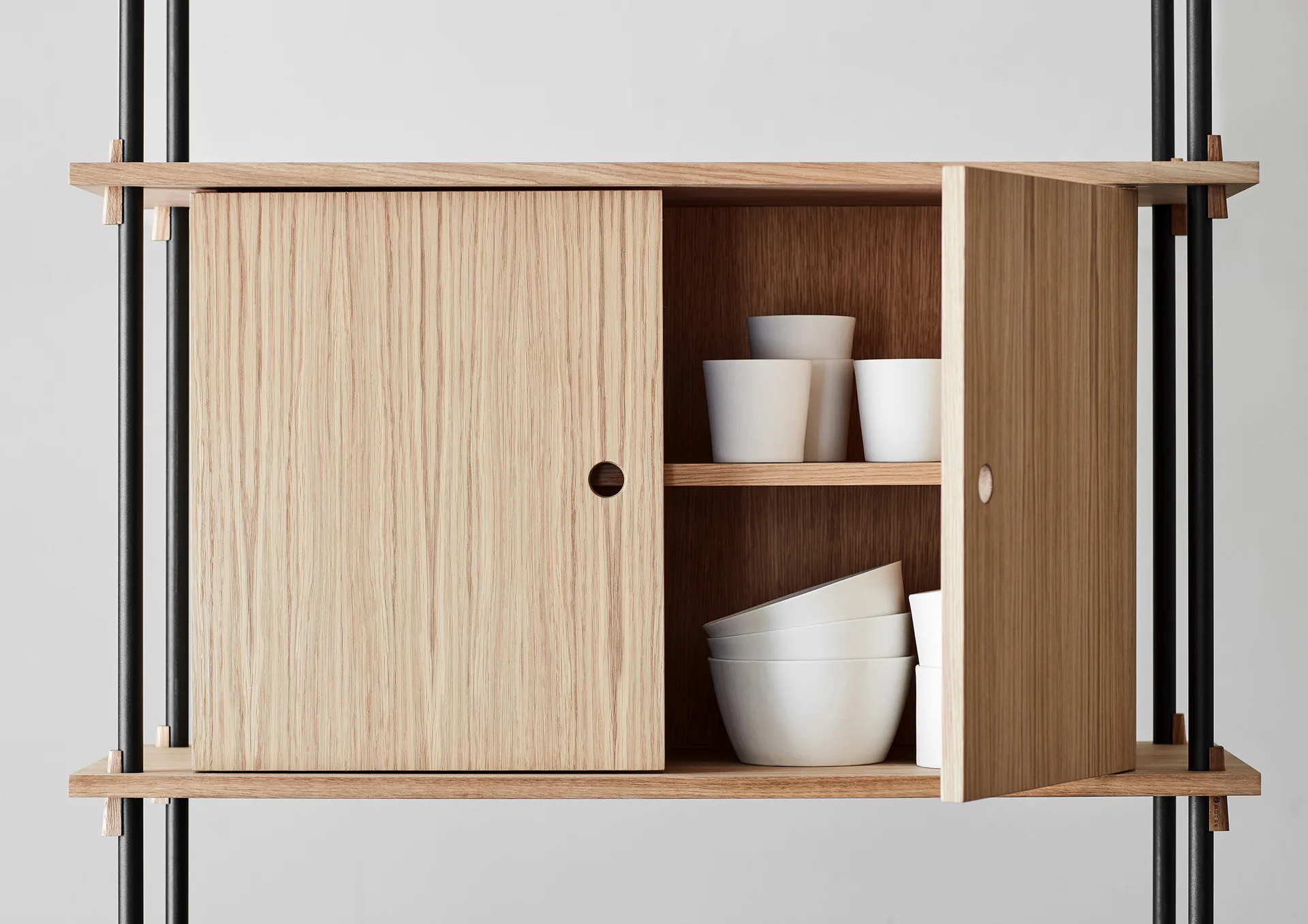 Shelving System shelf with cabinet, Smoked oak-white, 163x85x35 cm, S.85.2.C MOEBE