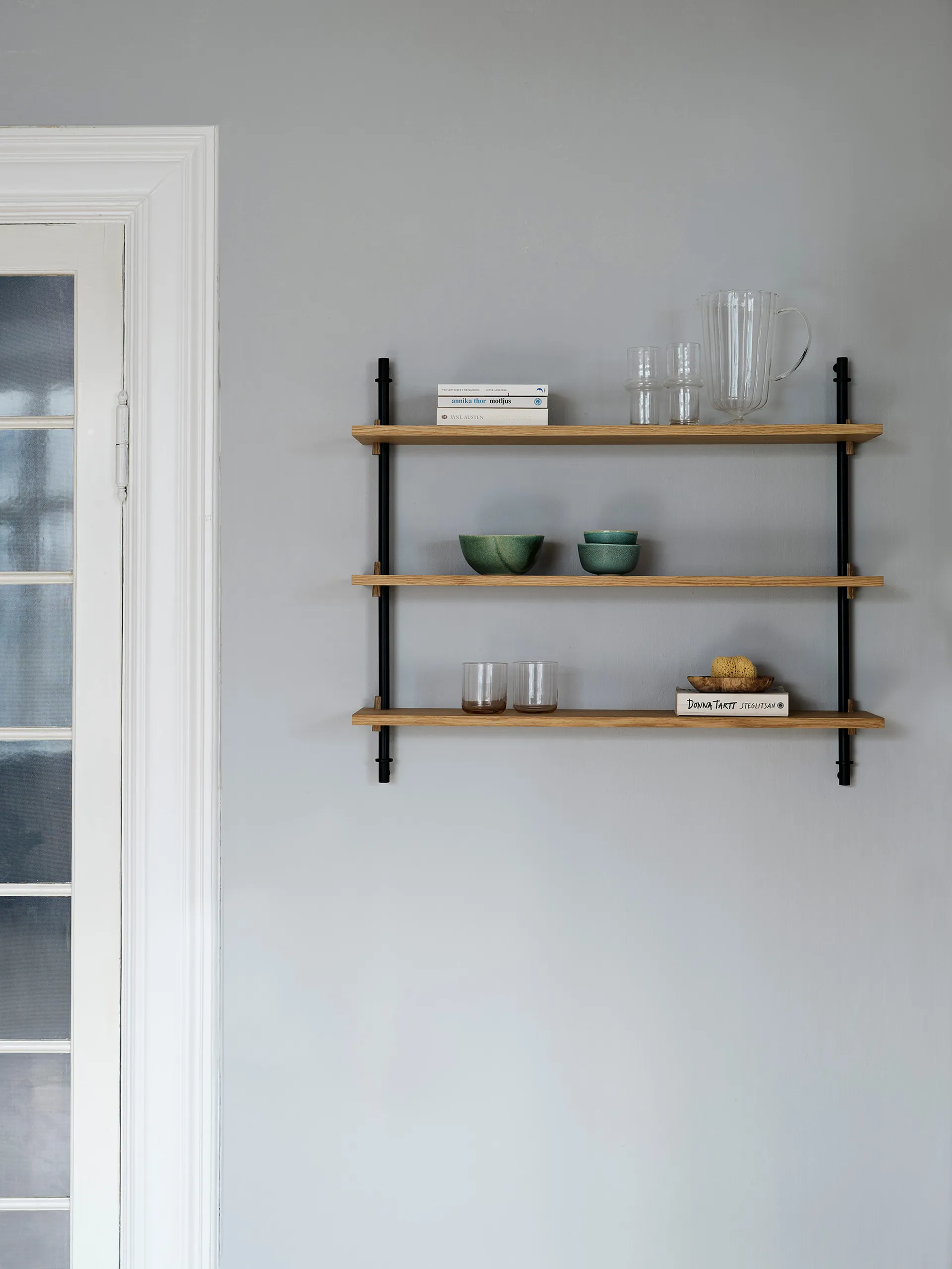 Wall Shelving wall shelf, Smoked oak-warm grey, 92x85x17.5 cm, WS.85.1 MOEBE