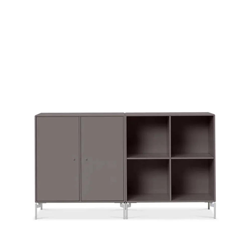 Pair side table, Coffee 35, chrome legs Montana