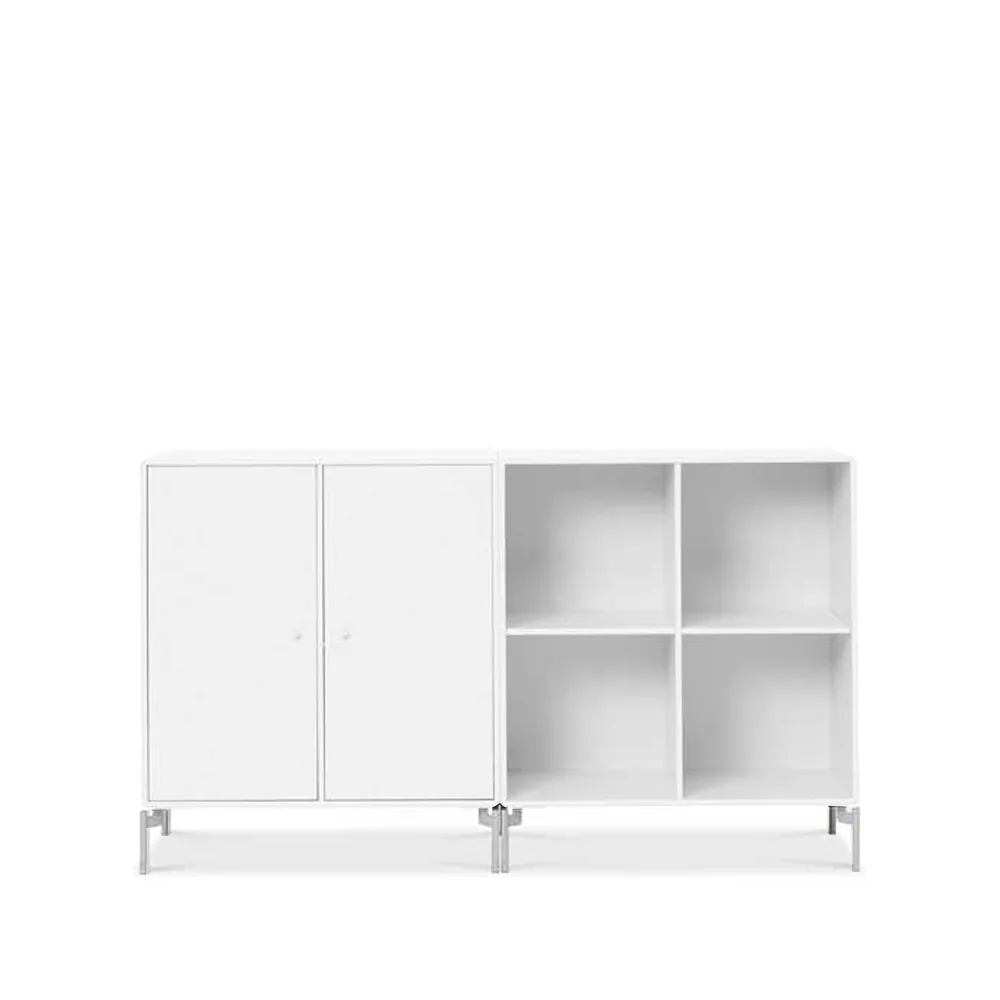 Pair side table, New white 101, chrome legs Montana
